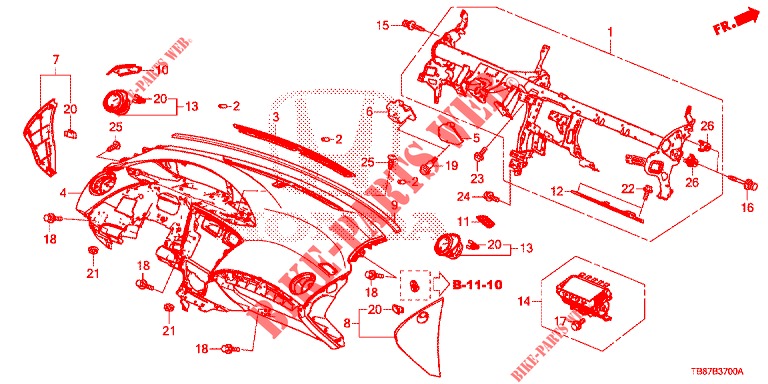 INSTRUMENT PANEL UPPER (LH) for Honda CIVIC TOURER 1.8 EXECUTIVE 5 Doors 6 speed manual 2014