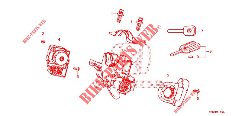 KEY CYLINDER COMPONENTS  for Honda CIVIC TOURER 1.8 EXECUTIVE 5 Doors 6 speed manual 2014