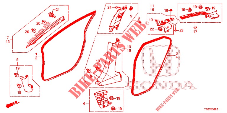 PILLAR GARNISH (LH) for Honda CIVIC TOURER 1.8 EXECUTIVE 5 Doors 6 speed manual 2014