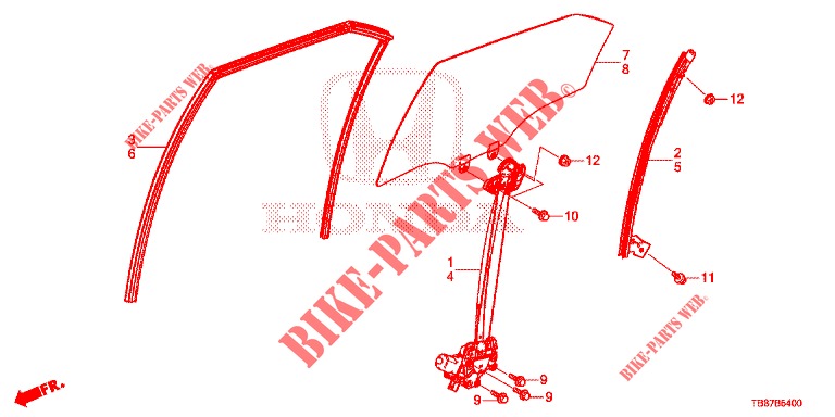 REAR DOOR WINDOWS/REGULAT OR  for Honda CIVIC TOURER 1.8 EXECUTIVE 5 Doors 6 speed manual 2014