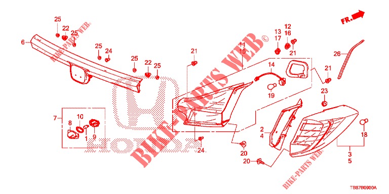 TAILLIGHT/LICENSE LIGHT (PGM FI)  for Honda CIVIC TOURER 1.8 EXECUTIVE 5 Doors 6 speed manual 2014