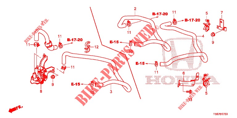 WATER HOSE/HEATER DUCT (1.8L) (LH) for Honda CIVIC TOURER 1.8 EXECUTIVE 5 Doors 6 speed manual 2014