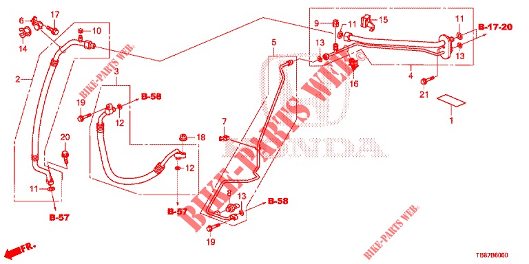 AIR CONDITIONER (FLEXIBLES/TUYAUX) (1.8L) (LH) for Honda CIVIC TOURER 1.8 EXECUTIVE 5 Doors 5 speed automatic 2014