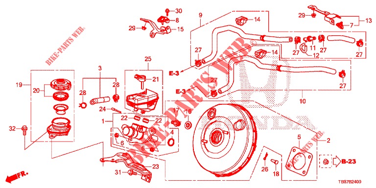 BRAKE MASTER CYLINDER/MAS TER POWER (1.8L) (LH) for Honda CIVIC TOURER 1.8 EXECUTIVE 5 Doors 5 speed automatic 2014