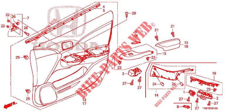 FRONT DOOR LINING (LH) for Honda CIVIC TOURER 1.8 EXECUTIVE 5 Doors 5 speed automatic 2014