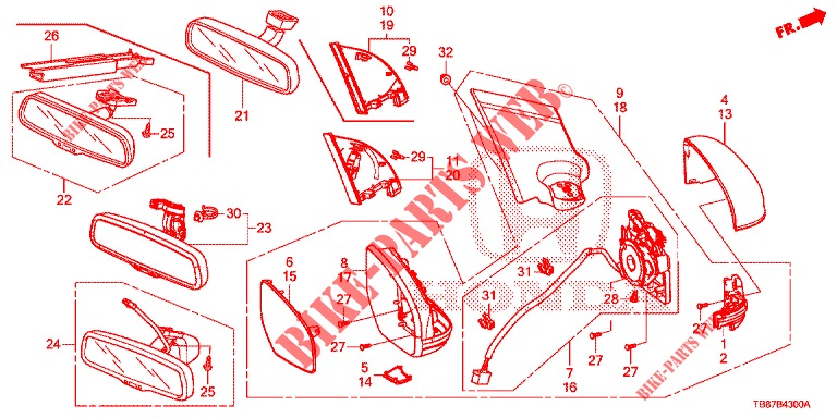MIRROR/SUNVISOR  for Honda CIVIC TOURER 1.8 EXECUTIVE 5 Doors 5 speed automatic 2014
