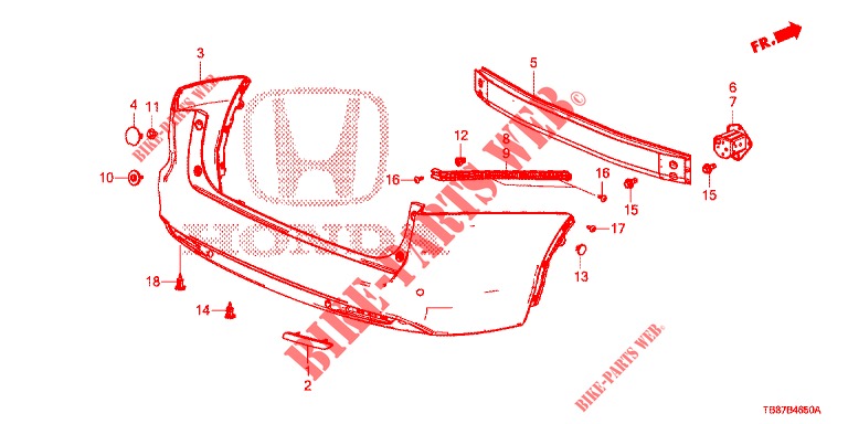 REAR BUMPER  for Honda CIVIC TOURER 1.8 EXECUTIVE 5 Doors 5 speed automatic 2014