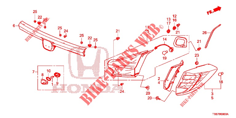 TAILLIGHT/LICENSE LIGHT (PGM FI)  for Honda CIVIC TOURER 1.8 EXECUTIVE 5 Doors 5 speed automatic 2014