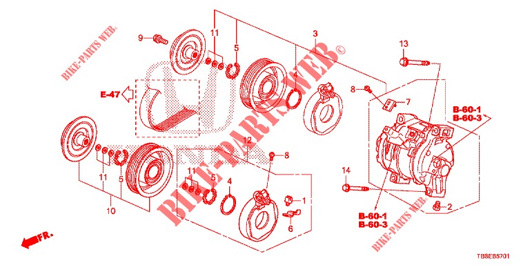 AIR CONDITIONER (COMPRESSEUR) (DIESEL) for Honda CIVIC TOURER DIESEL 1.6 COMFORT 5 Doors 6 speed manual 2015