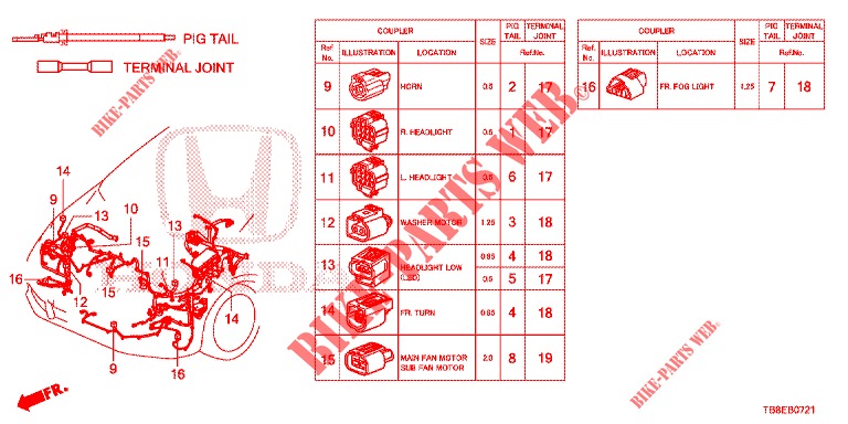 ELECTRICAL CONNECTORS (AVANT) (DIESEL) for Honda CIVIC TOURER DIESEL 1.6 COMFORT 5 Doors 6 speed manual 2015