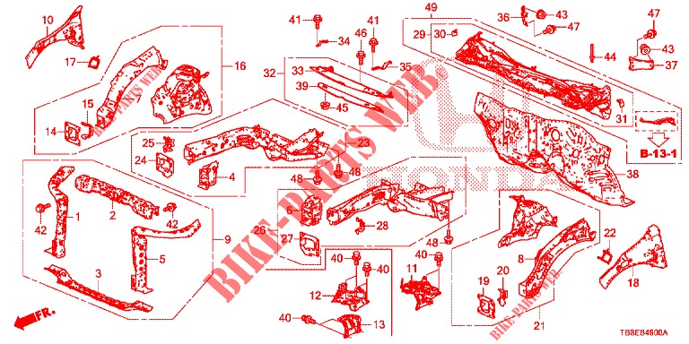 FRONT BULKHEAD/DASHBOARD  for Honda CIVIC TOURER DIESEL 1.6 COMFORT 5 Doors 6 speed manual 2015