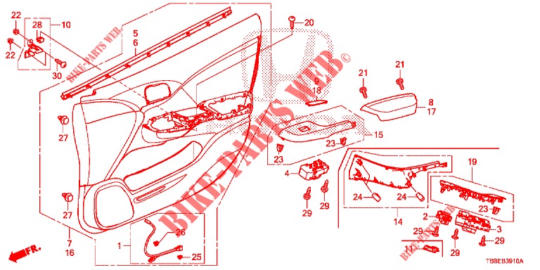 FRONT DOOR LINING (LH) for Honda CIVIC TOURER DIESEL 1.6 COMFORT 5 Doors 6 speed manual 2015
