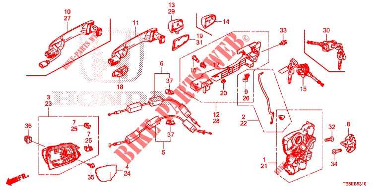 FRONT DOOR LOCKS/OUTER HA NDLE  for Honda CIVIC TOURER DIESEL 1.6 COMFORT 5 Doors 6 speed manual 2015