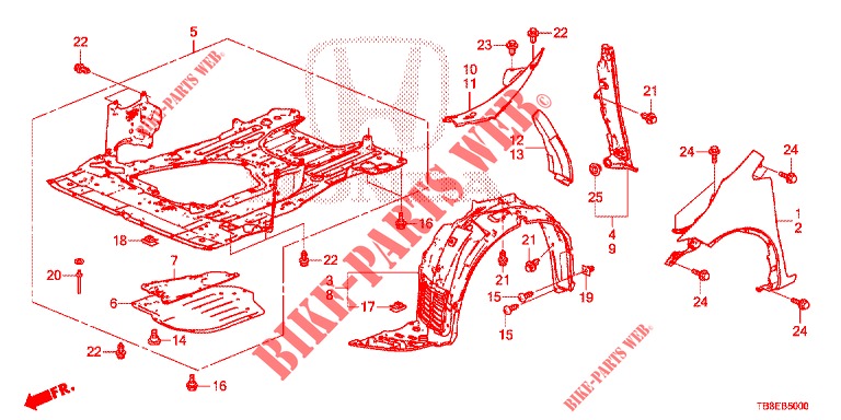 FRONT FENDERS  for Honda CIVIC TOURER DIESEL 1.6 COMFORT 5 Doors 6 speed manual 2015