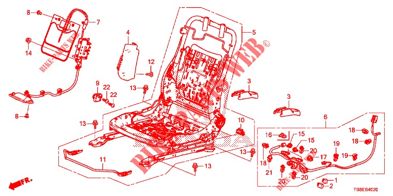 FRONT SEAT COMPONENTS (D.) (1) for Honda CIVIC TOURER DIESEL 1.6 COMFORT 5 Doors 6 speed manual 2015