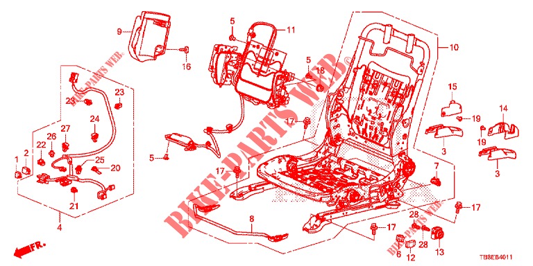 FRONT SEAT COMPONENTS (G.) (2) for Honda CIVIC TOURER DIESEL 1.6 COMFORT 5 Doors 6 speed manual 2015