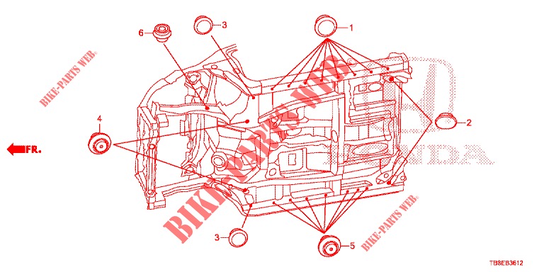 GROMMET (INFERIEUR) for Honda CIVIC TOURER DIESEL 1.6 COMFORT 5 Doors 6 speed manual 2015