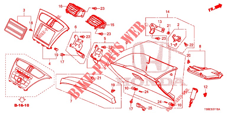 INSTRUMENT GARNISH (COTE DE PASSAGER) (LH) for Honda CIVIC TOURER DIESEL 1.6 COMFORT 5 Doors 6 speed manual 2015