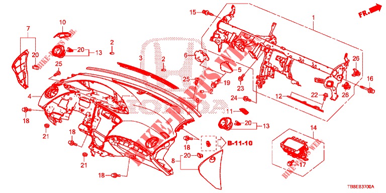 INSTRUMENT PANEL UPPER (LH) for Honda CIVIC TOURER DIESEL 1.6 COMFORT 5 Doors 6 speed manual 2015