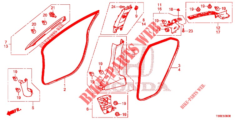 PILLAR GARNISH (LH) for Honda CIVIC TOURER DIESEL 1.6 COMFORT 5 Doors 6 speed manual 2015