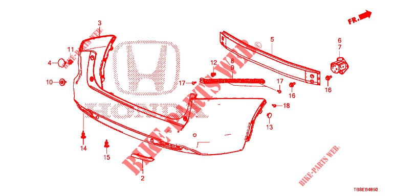 REAR BUMPER  for Honda CIVIC TOURER DIESEL 1.6 COMFORT 5 Doors 6 speed manual 2015