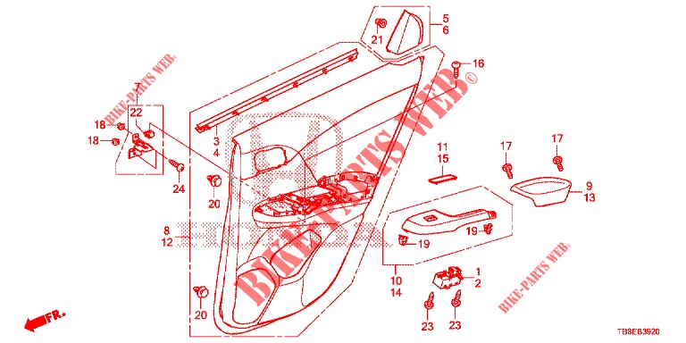 REAR DOOR LINING (4D)  for Honda CIVIC TOURER DIESEL 1.6 COMFORT 5 Doors 6 speed manual 2015
