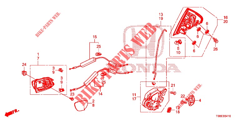 REAR DOOR LOCKS/OUTER HAN DLE  for Honda CIVIC TOURER DIESEL 1.6 COMFORT 5 Doors 6 speed manual 2015