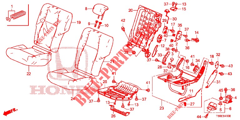 REAR SEAT/SEATBELT (G.) for Honda CIVIC TOURER DIESEL 1.6 COMFORT 5 Doors 6 speed manual 2015