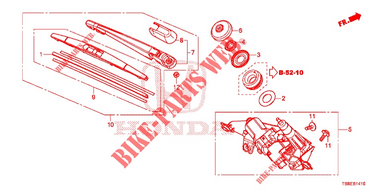 REAR WINDSHIELD WIPER  for Honda CIVIC TOURER DIESEL 1.6 COMFORT 5 Doors 6 speed manual 2015