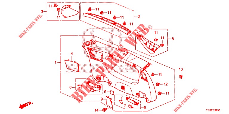 TAILGATE LINING/ REAR PANEL LINING (2D)  for Honda CIVIC TOURER DIESEL 1.6 COMFORT 5 Doors 6 speed manual 2015