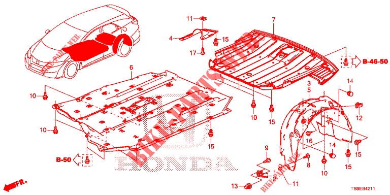 UNDER COVER  for Honda CIVIC TOURER DIESEL 1.6 COMFORT 5 Doors 6 speed manual 2015