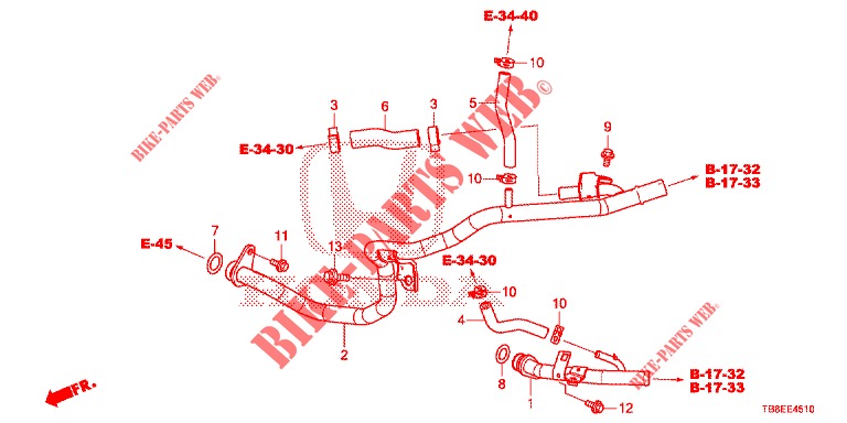 WATER HOSE/HEATER DUCT (DIESEL) for Honda CIVIC TOURER DIESEL 1.6 COMFORT 5 Doors 6 speed manual 2015
