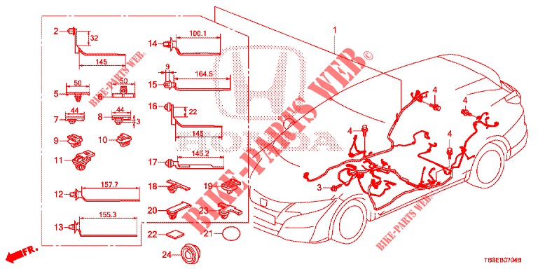WIRE HARNESS (3) (LH) for Honda CIVIC TOURER DIESEL 1.6 COMFORT 5 Doors 6 speed manual 2015