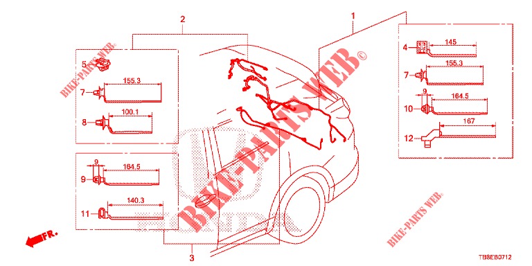 WIRE HARNESS (7) for Honda CIVIC TOURER DIESEL 1.6 COMFORT 5 Doors 6 speed manual 2015