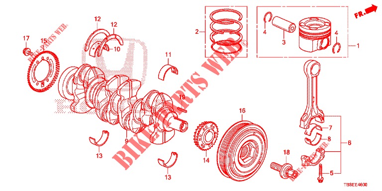 CRANKSHAFT/PISTON (DIESEL) for Honda CIVIC TOURER DIESEL 1.6 EXECUTIVE 5 Doors 6 speed manual 2015