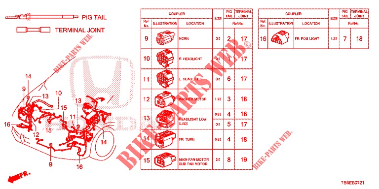 ELECTRICAL CONNECTORS (AVANT) (DIESEL) for Honda CIVIC TOURER DIESEL 1.6 EXECUTIVE 5 Doors 6 speed manual 2015