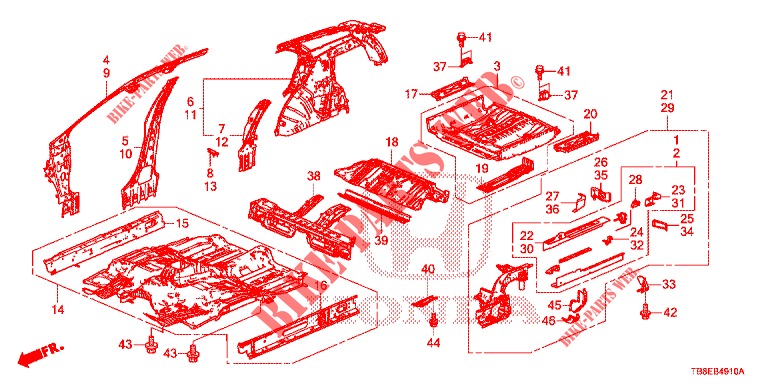 FLOOR/INNER PANELS  for Honda CIVIC TOURER DIESEL 1.6 EXECUTIVE 5 Doors 6 speed manual 2015