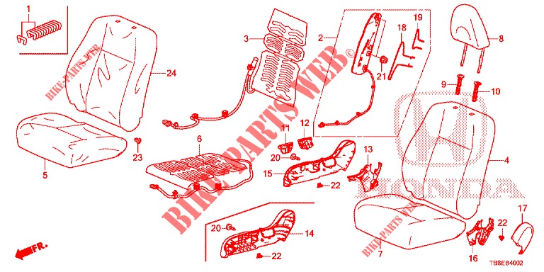 FRONT SEAT/SEATBELTS (D.) (1) for Honda CIVIC TOURER DIESEL 1.6 EXECUTIVE 5 Doors 6 speed manual 2015