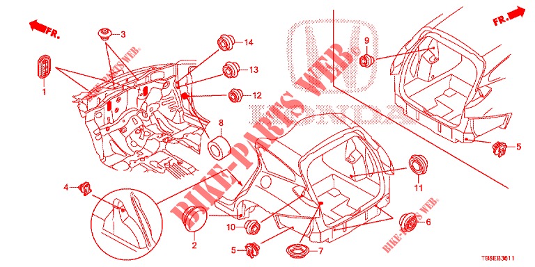 GROMMET (ARRIERE) for Honda CIVIC TOURER DIESEL 1.6 EXECUTIVE 5 Doors 6 speed manual 2015