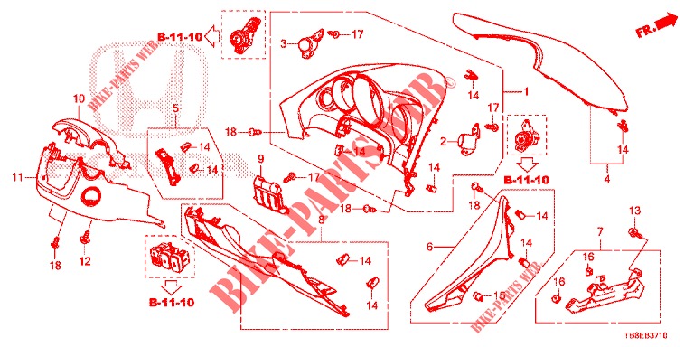 INSTRUMENT GARNISH (COTE DE CONDUCTEUR) (LH) for Honda CIVIC TOURER DIESEL 1.6 EXECUTIVE 5 Doors 6 speed manual 2015