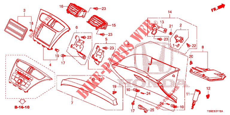 INSTRUMENT GARNISH (COTE DE PASSAGER) (LH) for Honda CIVIC TOURER DIESEL 1.6 EXECUTIVE 5 Doors 6 speed manual 2015