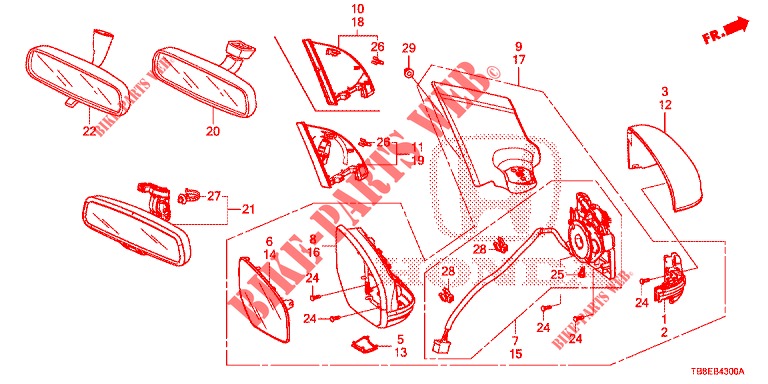 MIRROR/SUNVISOR  for Honda CIVIC TOURER DIESEL 1.6 EXECUTIVE 5 Doors 6 speed manual 2015