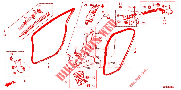 PILLAR GARNISH (LH) for Honda CIVIC TOURER DIESEL 1.6 EXECUTIVE 5 Doors 6 speed manual 2015