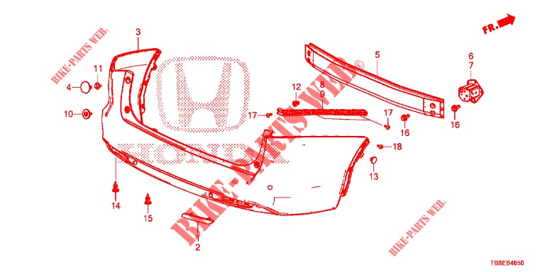 REAR BUMPER  for Honda CIVIC TOURER DIESEL 1.6 EXECUTIVE 5 Doors 6 speed manual 2015
