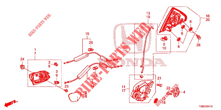 REAR DOOR LOCKS/OUTER HAN DLE  for Honda CIVIC TOURER DIESEL 1.6 EXECUTIVE 5 Doors 6 speed manual 2015