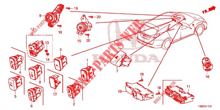 SWITCH (LH) for Honda CIVIC TOURER DIESEL 1.6 EXECUTIVE 5 Doors 6 speed manual 2015