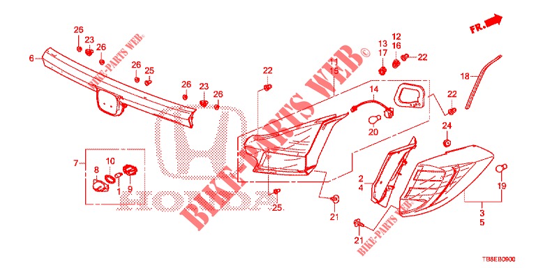 TAILLIGHT/LICENSE LIGHT (PGM FI)  for Honda CIVIC TOURER DIESEL 1.6 EXECUTIVE 5 Doors 6 speed manual 2015