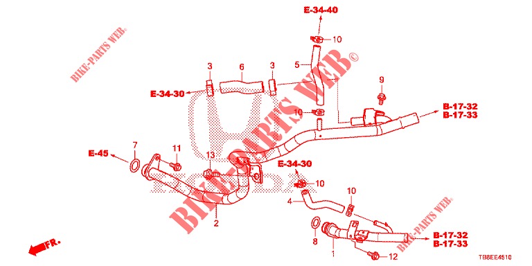 WATER HOSE/HEATER DUCT (DIESEL) for Honda CIVIC TOURER DIESEL 1.6 EXECUTIVE 5 Doors 6 speed manual 2015
