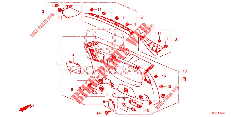 TAILGATE LINING/ REAR PANEL LINING (2D)  for Honda CIVIC TOURER DIESEL 1.6 EXECUTIVE 5 Doors 6 speed manual 2015