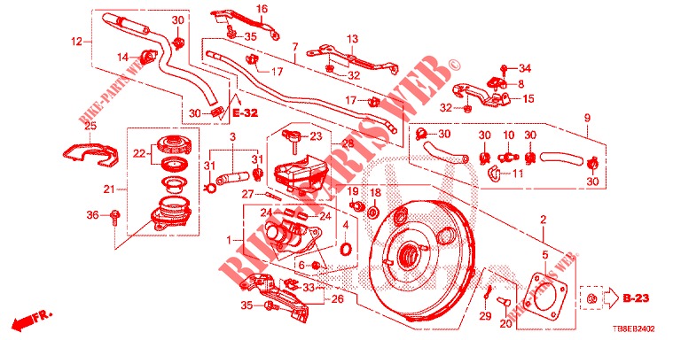 BRAKE MASTER CYLINDER/MAS TER POWER (LH) (DIESEL) for Honda CIVIC TOURER DIESEL 1.6 LIFSTYLE 5 Doors 6 speed manual 2015